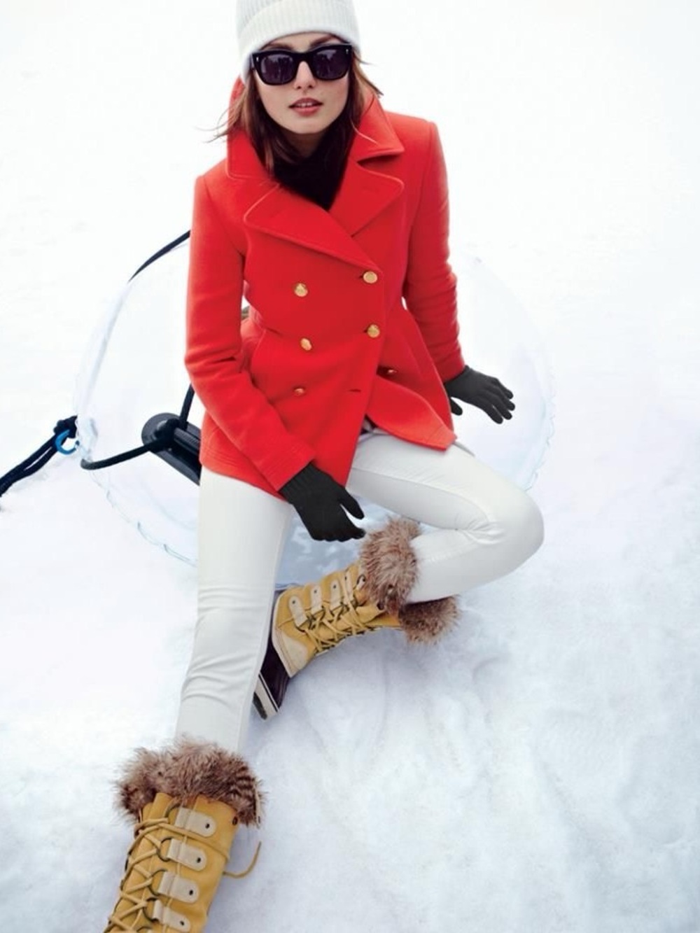 J. Crew Double-Breasted Orange Peacoat - Lightweight Winter Jacket